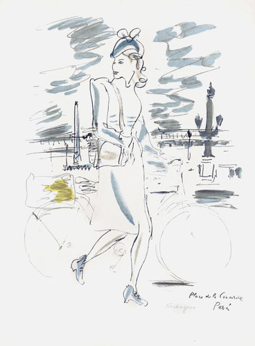 Place de la Concorde, Midinette Lithograph | Louis Touchagues,{{product.type}}