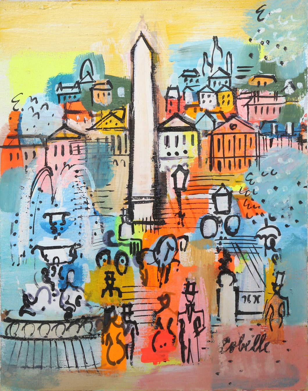 Place de la Concorde with Fountain Acrylic | Charles Cobelle,{{product.type}}