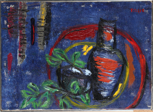 Plant Still Life on Blue Oil | Rosie,{{product.type}}
