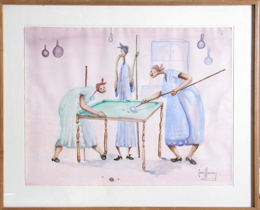 Playin' Pool Watercolor | Cecil Ramsey,{{product.type}}