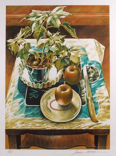 Poinsetta and Apples Lithograph | Sandra Lawrence,{{product.type}}