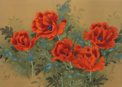 Poppies (9) Lithograph | David Lee,{{product.type}}