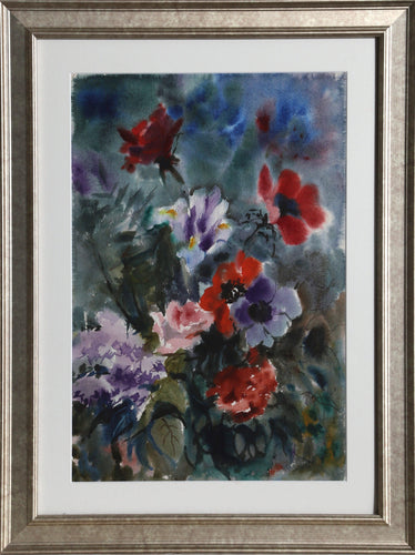 Poppies and Roses (P2.42) Watercolor | Eve Nethercott,{{product.type}}