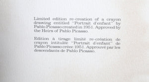 Portrait d'Enfant Lithograph | Pablo Picasso,{{product.type}}