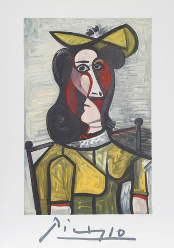 Portrait de Femme au Chapeau et a la Robe Vert Jaune Lithograph | Pablo Picasso,{{product.type}}