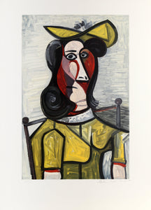 Portrait de Femme au Chapeau et a la Robe Vert Jaune Lithograph | Pablo Picasso,{{product.type}}