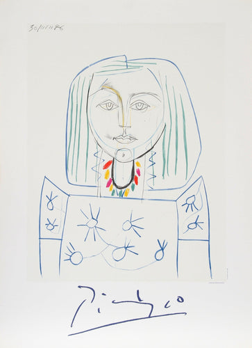 Portrait de Femme au Collier Lithograph | Pablo Picasso,{{product.type}}