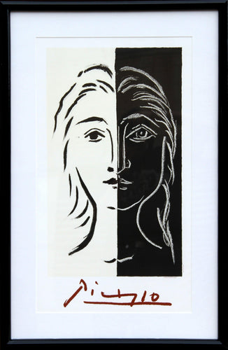 Portrait en Deux Parties Noire et Blanche Lithograph | Pablo Picasso,{{product.type}}