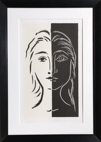 Portrait en Deux Parties Noire et Blanche Lithograph | Pablo Picasso,{{product.type}}