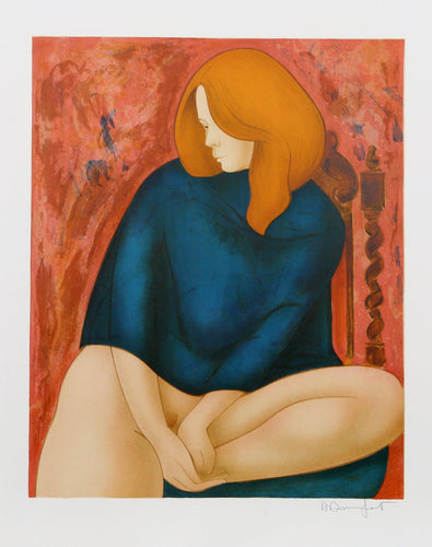 Portrait in Blue Lithograph | Alain Bonnefoit,{{product.type}}