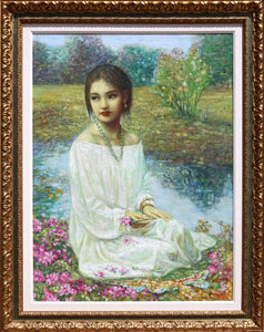 Portrait of a Girl by the River Oil | Di Li Feng,{{product.type}}