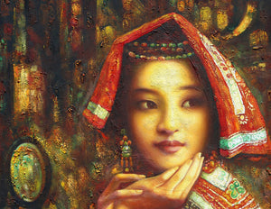 Portrait of a Girl in Traditional Garb Oil | Di Li Feng,{{product.type}}