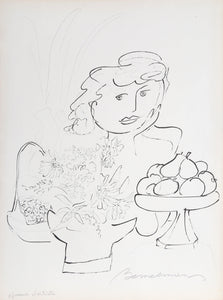Portrait of a Girl with Pears Lithograph | Ludwig Bemelmans,{{product.type}}