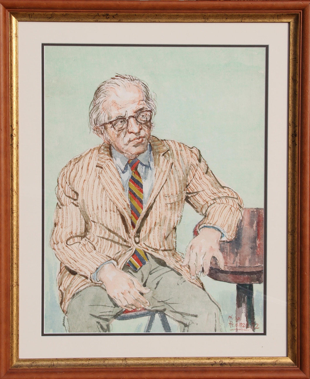 Portrait of a Man in Glasses Watercolor | Philip Reisman,{{product.type}}