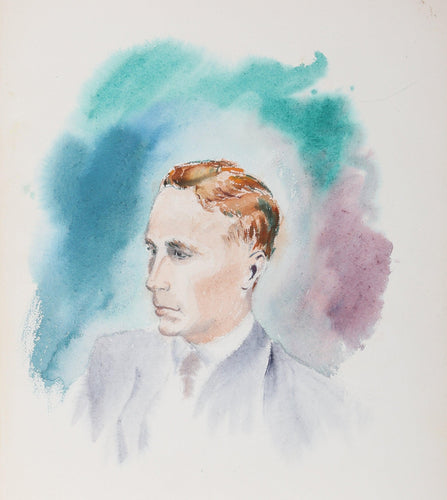 Portrait of a Man (P5.47) Watercolor | Eve Nethercott,{{product.type}}