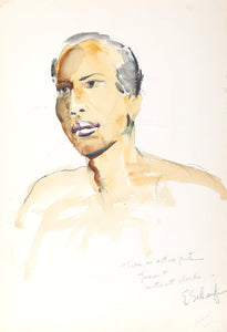 Portrait of a Man (P5.49) Watercolor | Eve Nethercott,{{product.type}}