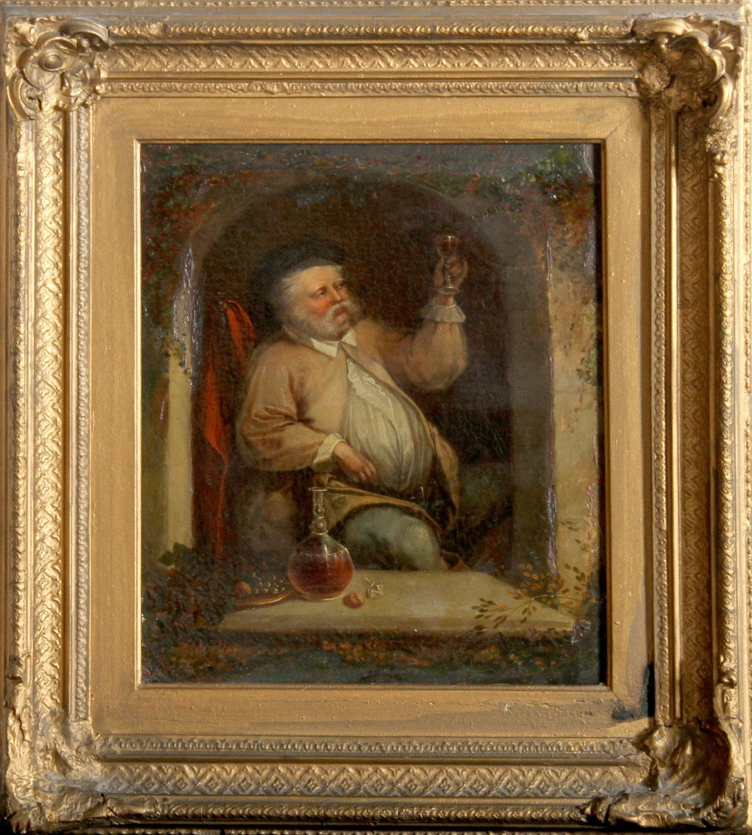 Portrait of a Man Toasting with Wine Oil | C. Waller,{{product.type}}