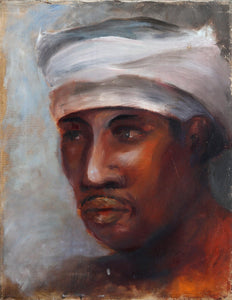 Portrait of a Man with White Turban Oil | Unknown Artist,{{product.type}}