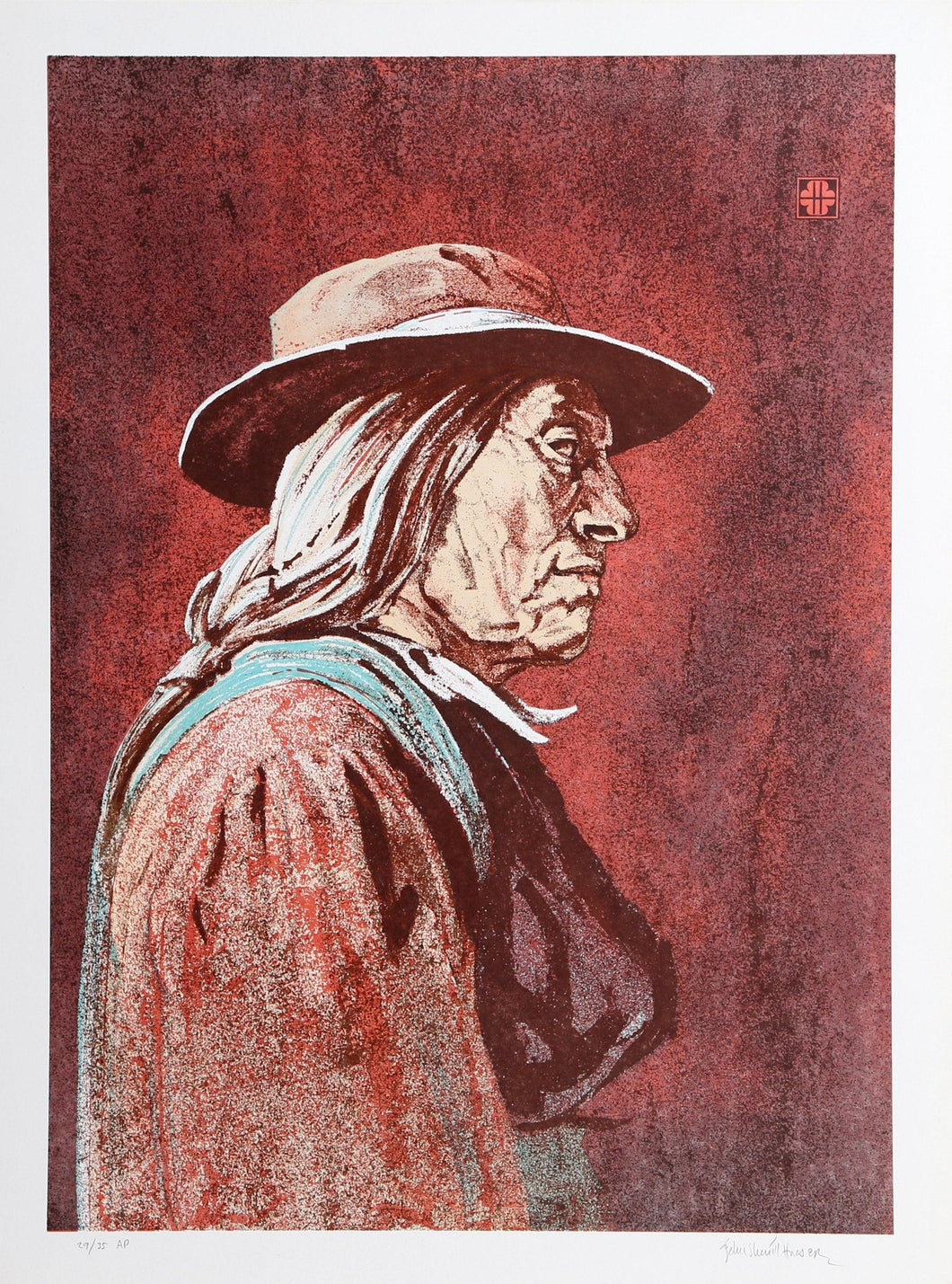 Portrait of a Native American Man Lithograph | John Sherrill Houser,{{product.type}}