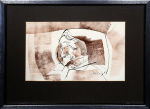 Portrait of a Woman in Scarf Ink | Endre Szasz,{{product.type}}