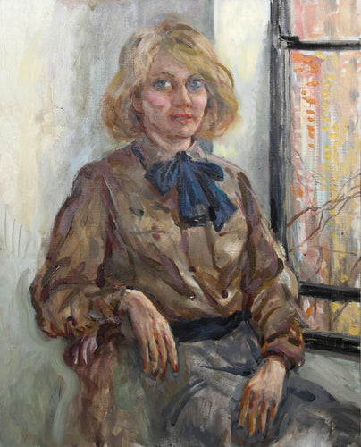 Portrait of a Woman in Secretary Blouse Oil | Marshall Goodman,{{product.type}}
