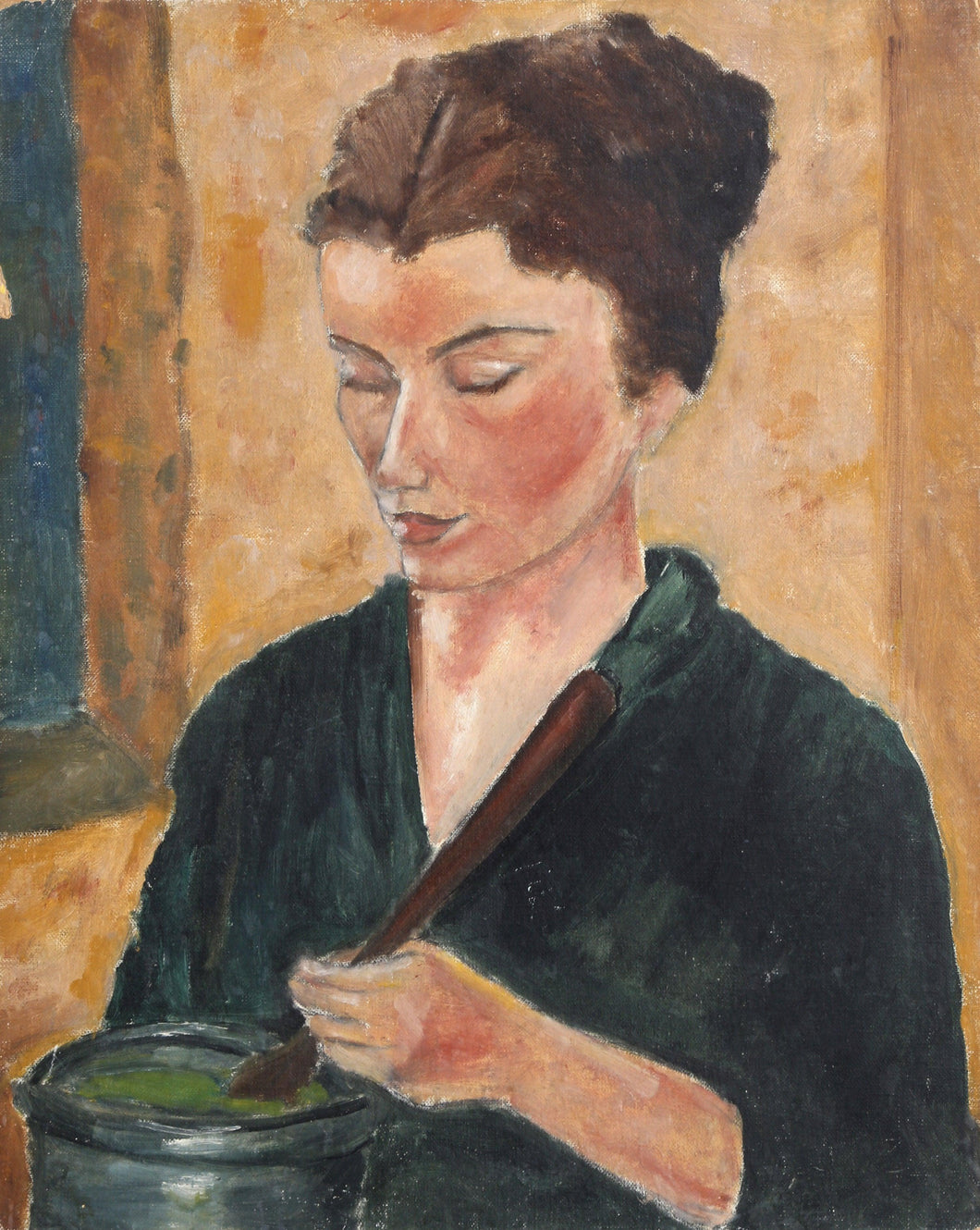 Portrait of a Woman Making Soup Oil | Unknown Artist,{{product.type}}