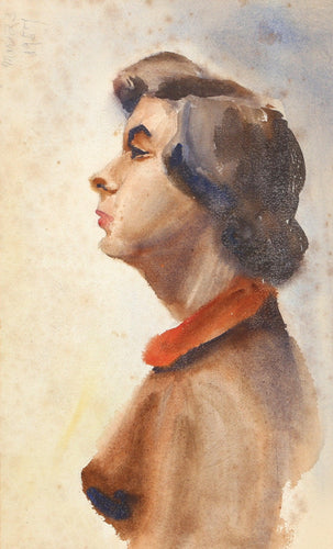Portrait of a Woman (P2.49) Watercolor | Eve Nethercott,{{product.type}}