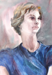 Portrait of a Woman (P3.4) Watercolor | Eve Nethercott,{{product.type}}