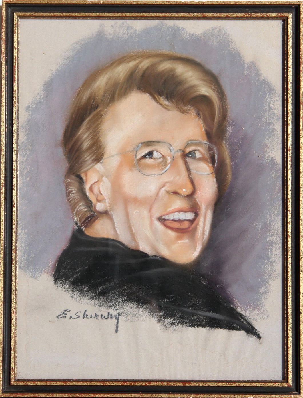 Portrait of a Woman with Glasses Pastel | E. Sherwin,{{product.type}}