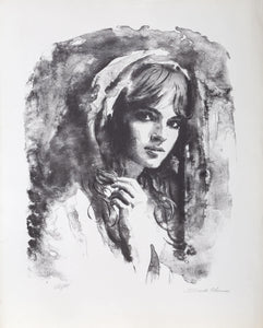 Portrait of a Young Woman lithograph | Sandu Liberman,{{product.type}}