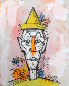 Portrait of Clown in Yellow Hat Acrylic | Charles Cobelle,{{product.type}}
