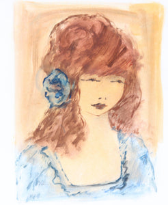 Portrait of Girl 1 Gouache | Roger Etienne,{{product.type}}
