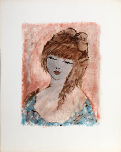 Portrait of Girl 107 Gouache | Roger Etienne,{{product.type}}