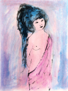 Portrait of Girl 142 Gouache | Roger Etienne,{{product.type}}