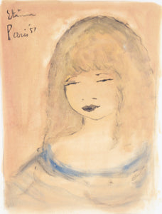 Portrait of Girl 18 Gouache | Roger Etienne,{{product.type}}