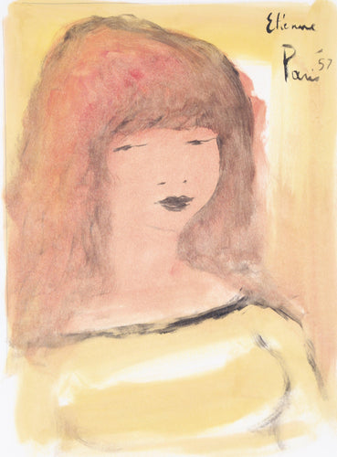 Portrait of Girl 2 Gouache | Roger Etienne,{{product.type}}