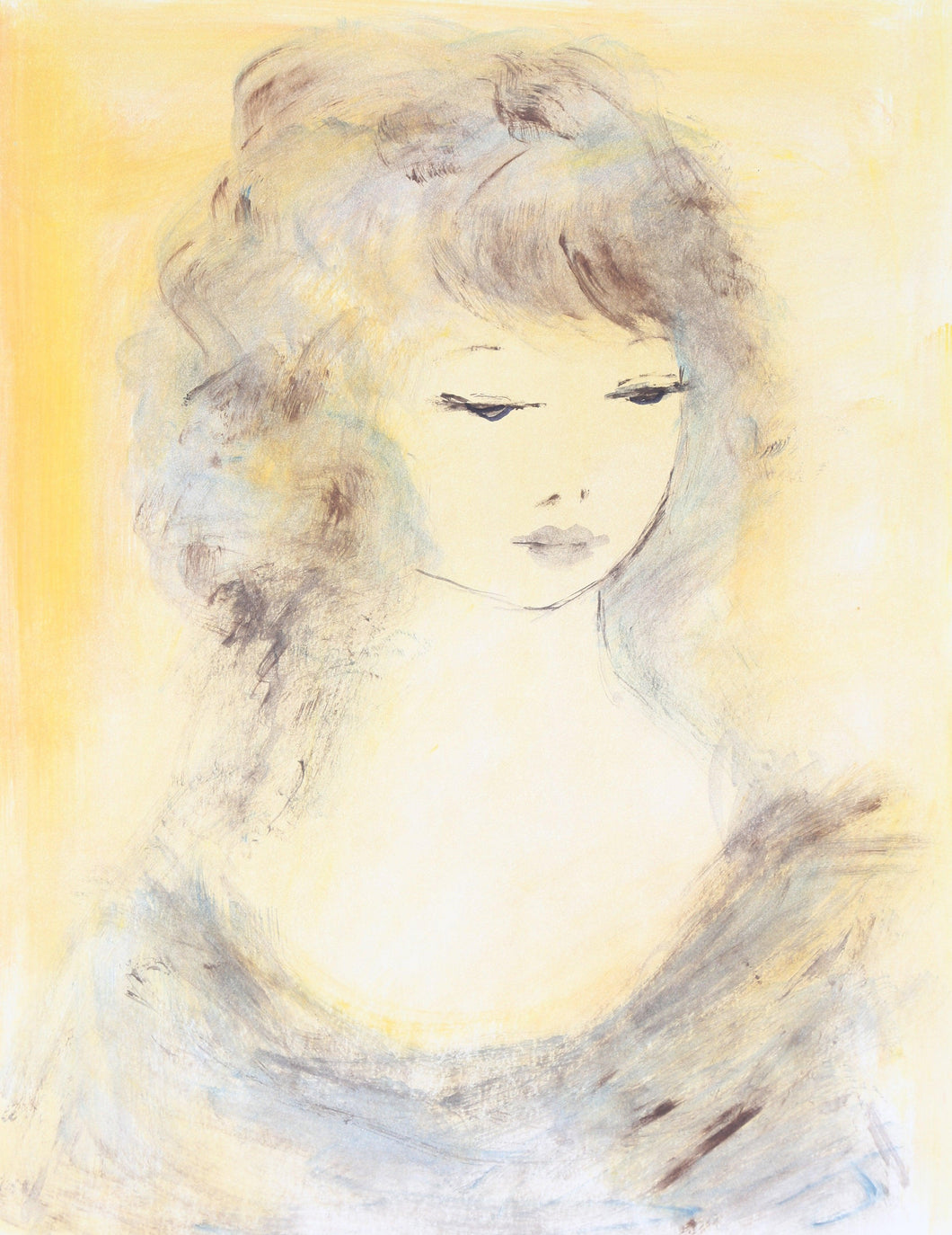 Portrait of Girl 4 Gouache | Roger Etienne,{{product.type}}