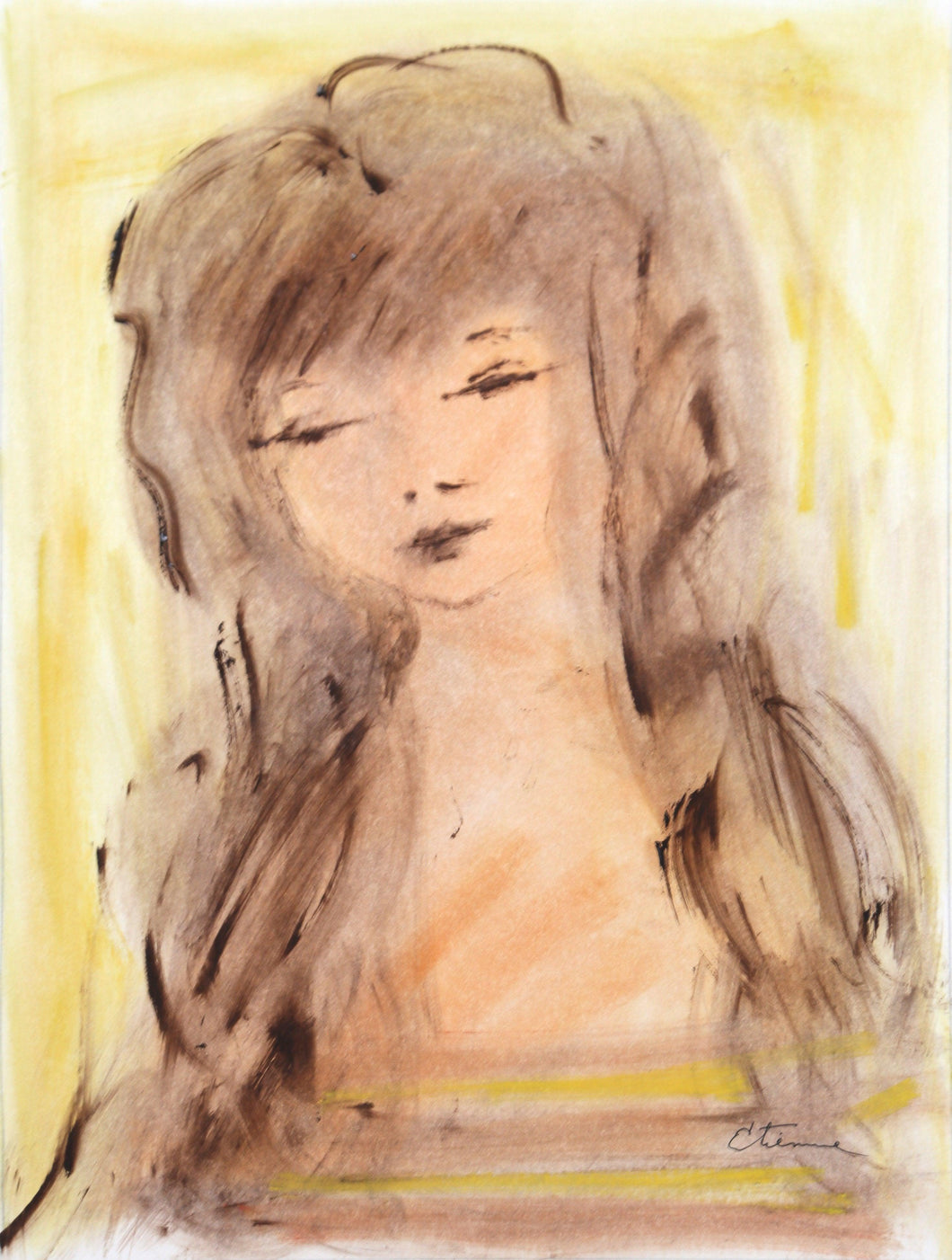 Portrait of Girl 42 Gouache | Roger Etienne,{{product.type}}