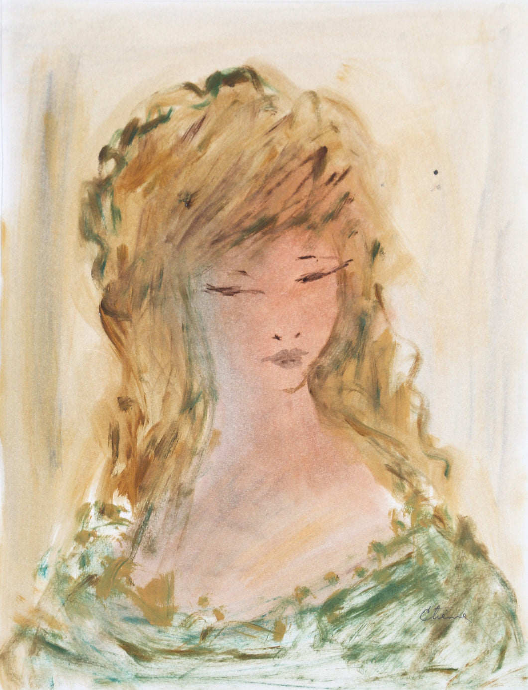Portrait of Girl 43 Gouache | Roger Etienne,{{product.type}}