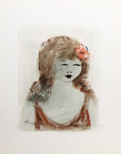 Portrait of Girl 79 Gouache | Roger Etienne,{{product.type}}