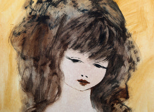Portrait of Girl 82 Gouache | Roger Etienne,{{product.type}}