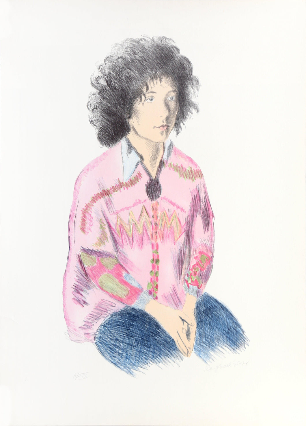 Portrait of Liz, Bohemian Woman, Pink Tunic Lithograph | Raphael Soyer,{{product.type}}