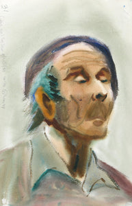 Portrait of Man in Beret (P2.39) Watercolor | Eve Nethercott,{{product.type}}