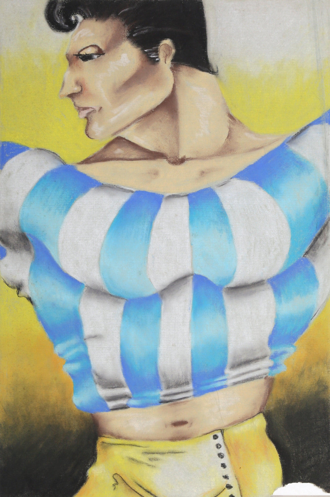 Portrait of Man in Blue Stripes Pastel | Jon Robyn,{{product.type}}