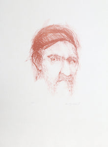 Portrait of Man in Red Lithograph | Aubrey Schwartz,{{product.type}}