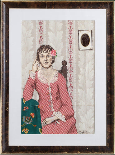 Portrait of Seated Woman in Gingham Dress Collage | Unknown Artist,{{product.type}}