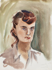Portrait of Woman in Maine (P2.55) Watercolor | Eve Nethercott,{{product.type}}