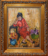 Portrait of Woman in Red Dress Oil | Mildred Barrett,{{product.type}}