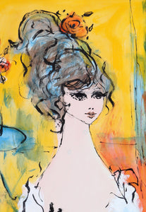 Portrait of Woman in White Acrylic | Paul Marigny,{{product.type}}