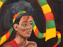 Portrait of Woman with Ribbon in Afro Acrylic | Unknown Artist,{{product.type}}